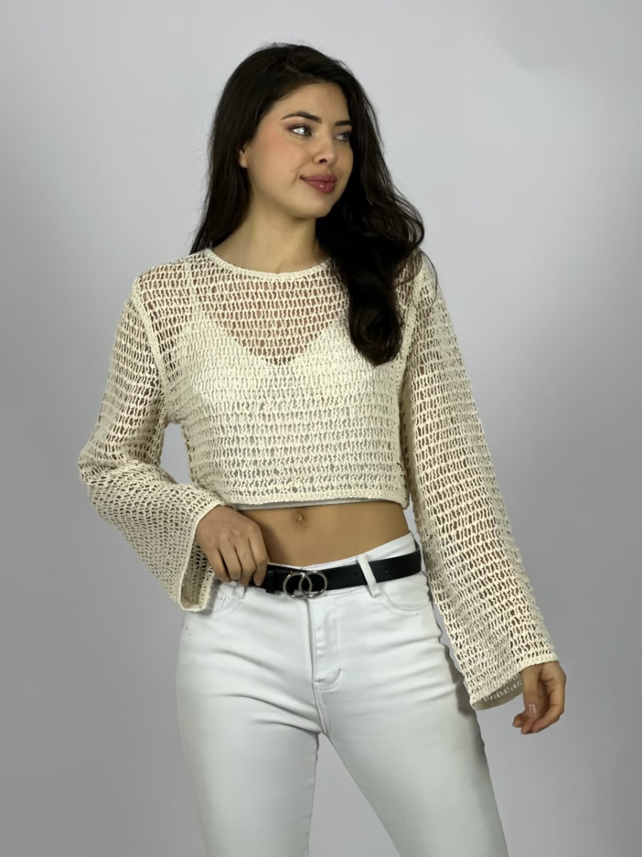 Sweater Tejido de Hilo Tipo Crop Top A4-918