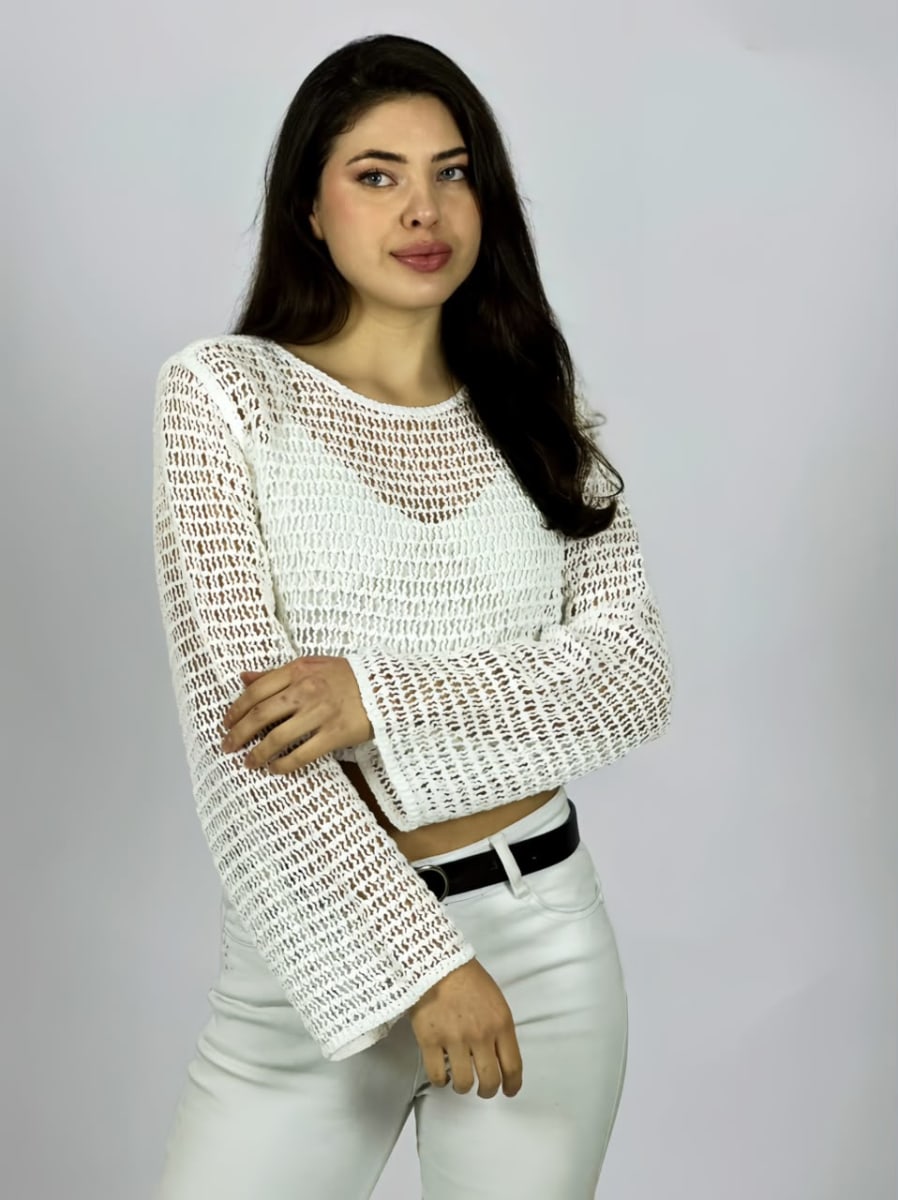 Sweater Tejido de Hilo Tipo Crop Top A4-9113