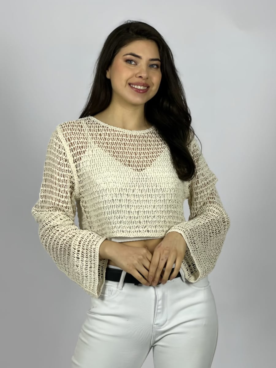 Sweater Tejido de Hilo Tipo Crop Top A4-915