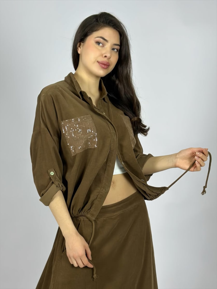 Chaqueta Cotele Delgado Bolsillos Brillos A2-579