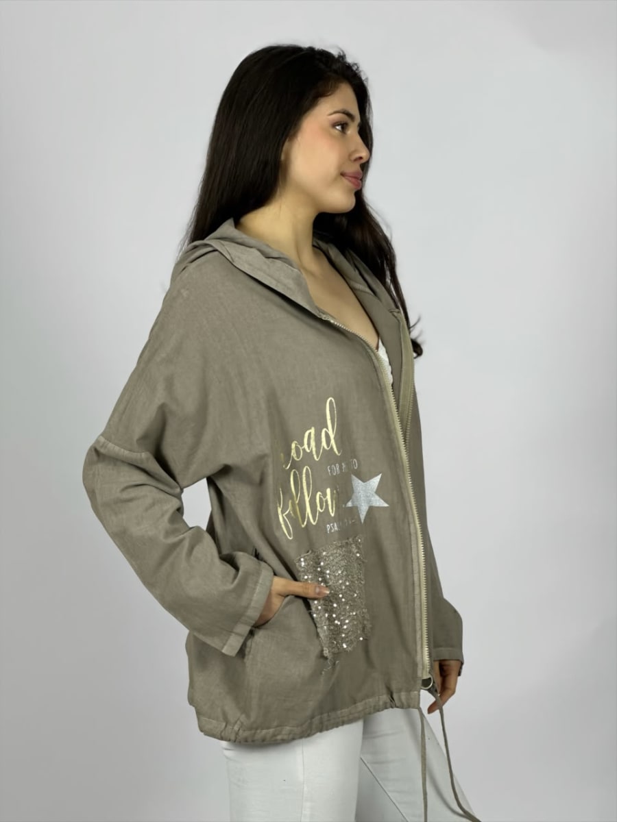 Poleron Lino Rasgado Con Estrellas A4-912