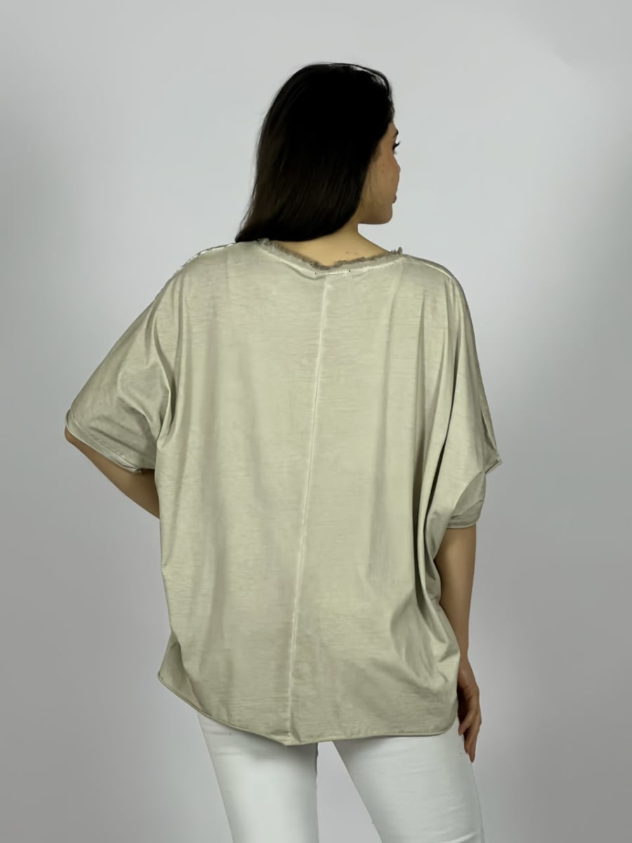 Polera Lino Con Bolsillo y Hombro Tejido A4-893