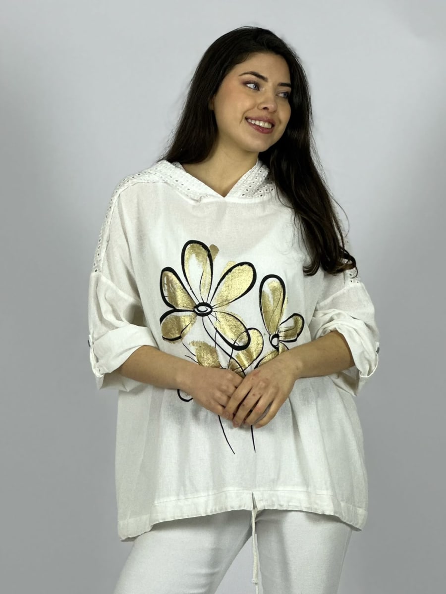 Polera Lino 3 Flores Frontal A4-891