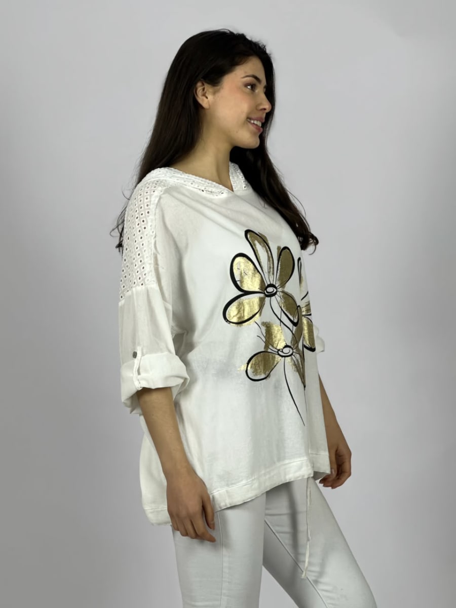 Polera Lino 3 Flores Frontal A4-892