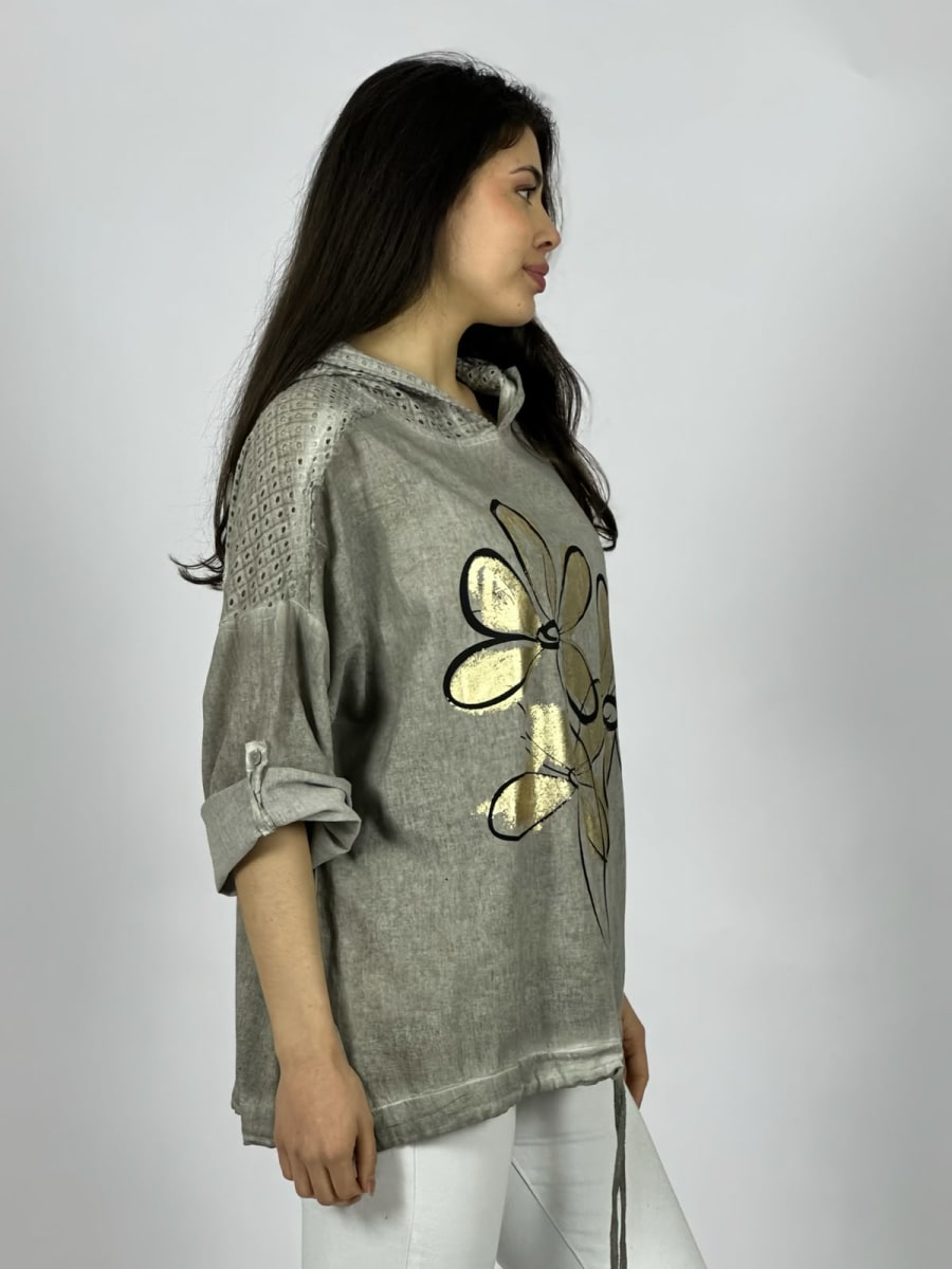 Polera Lino 3 Flores Frontal A4-896