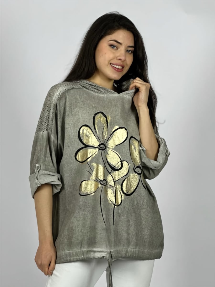 Polera Lino 3 Flores Frontal A4-894