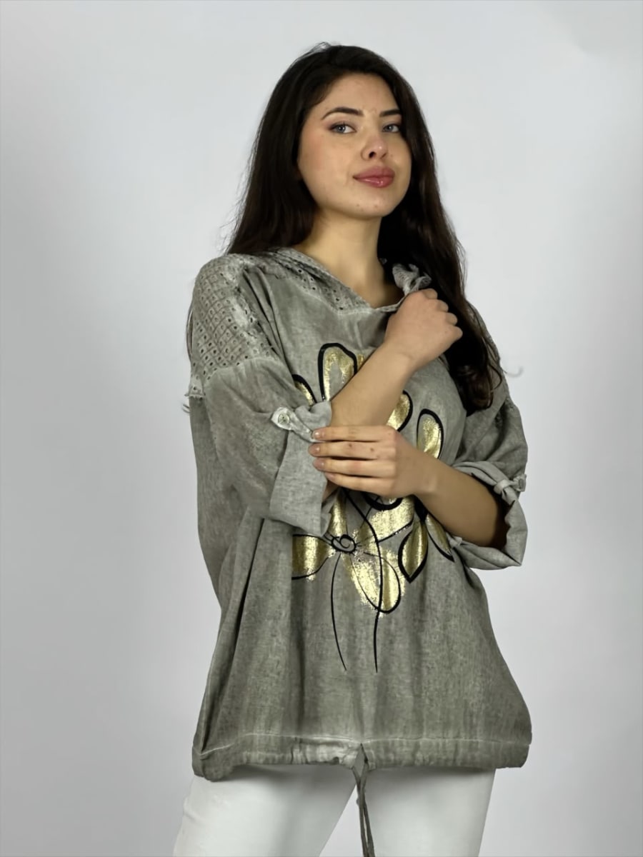Polera Lino 3 Flores Frontal A4-895