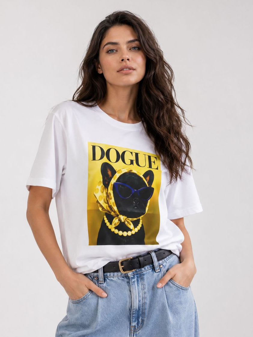 Polera Algodon Estampada DOGUE Perro A4-881