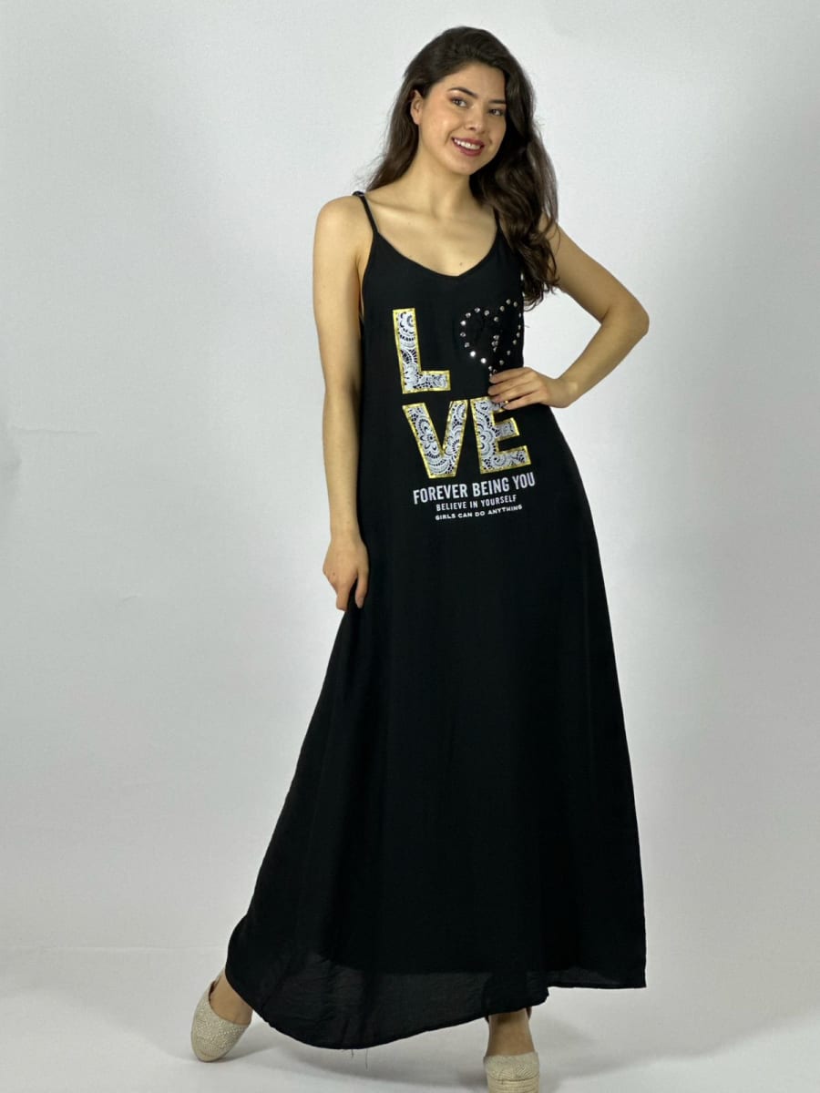 Vestido Crepe S/Mangas LOVE FOREVER A3-7314