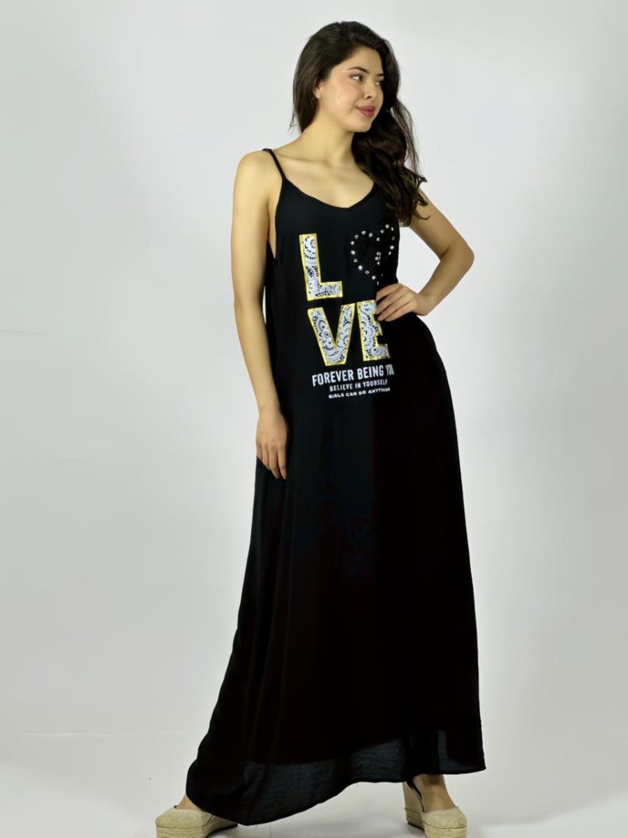 Vestido Crepe S/Mangas LOVE FOREVER A3-7315