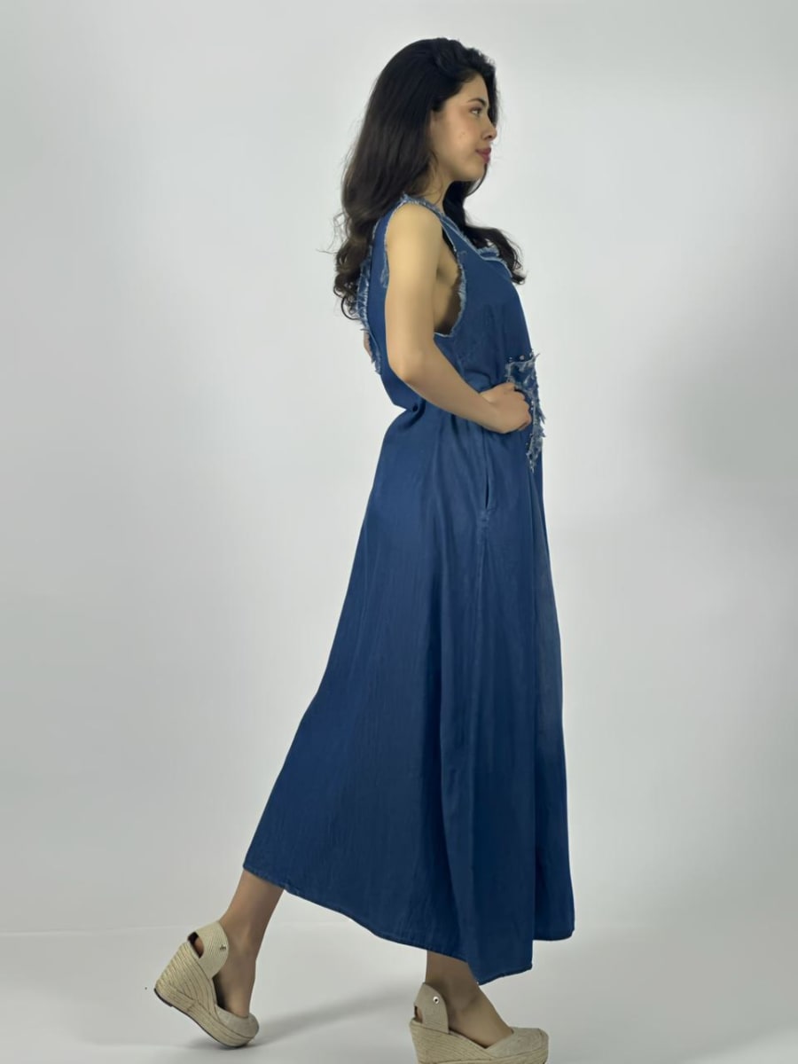 Vestido Mezclilla S/Mangas Estrella Perlada A3-703