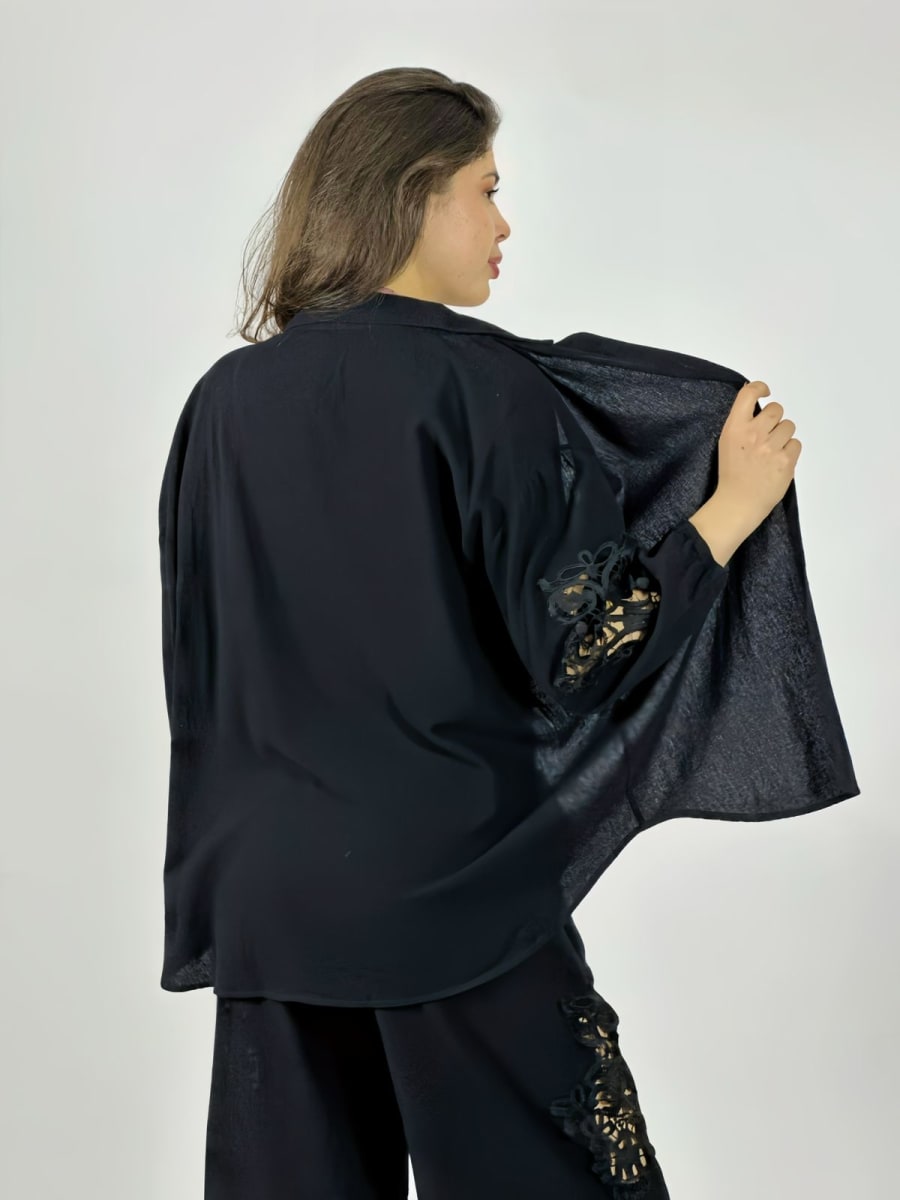 Blusa Lino Encajes en Mangas A3-706