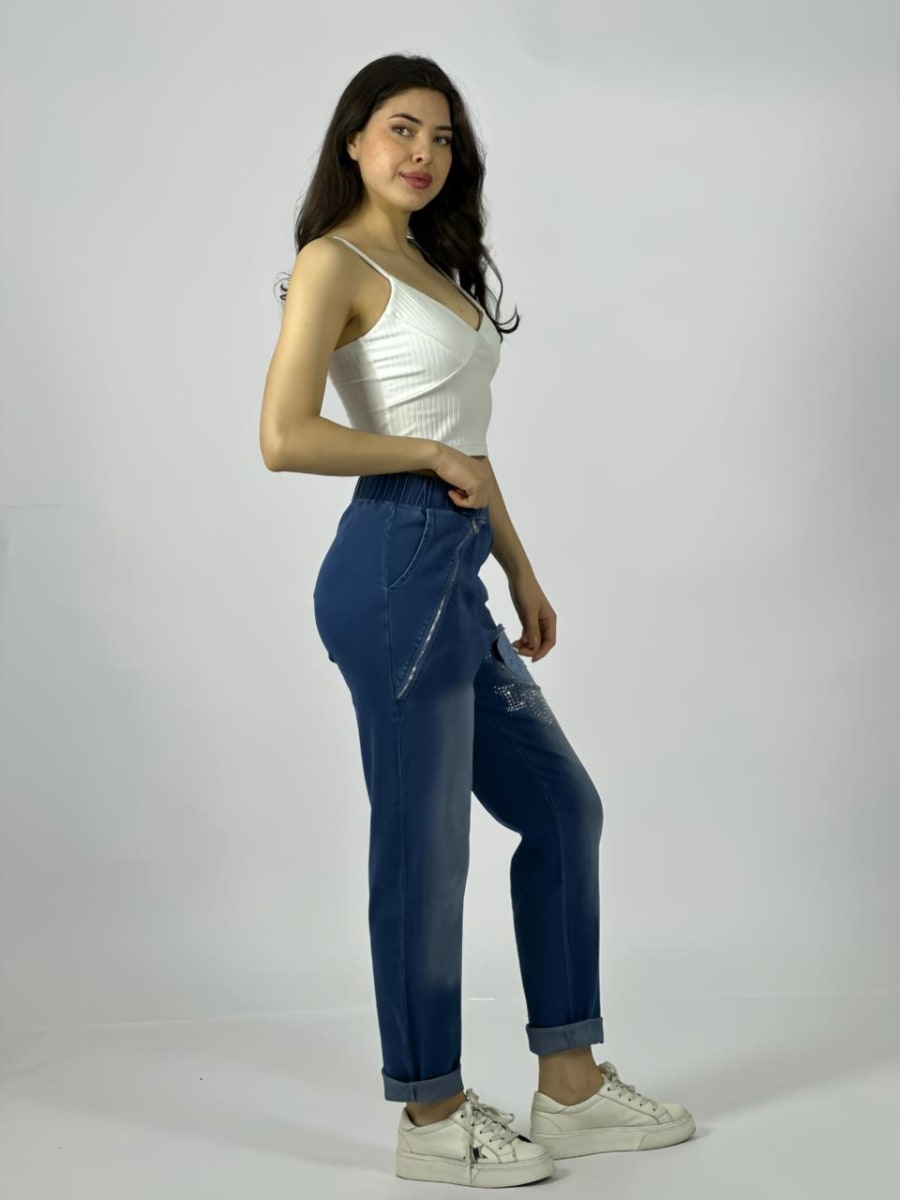 Jogger Mezclilla LOVE Brillante con Corazones A1-482