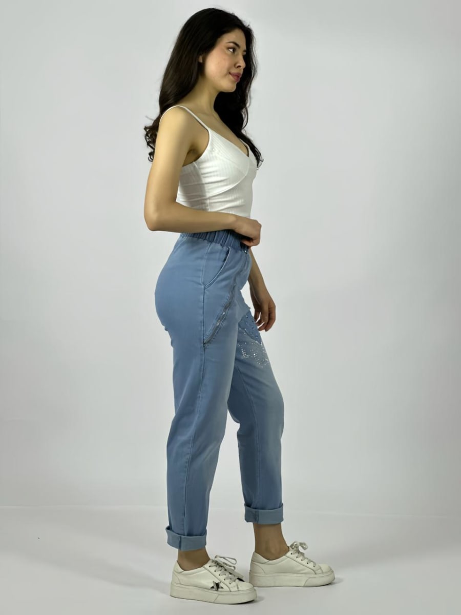 Jogger Mezclilla LOVE Brillante con Corazones A1-486