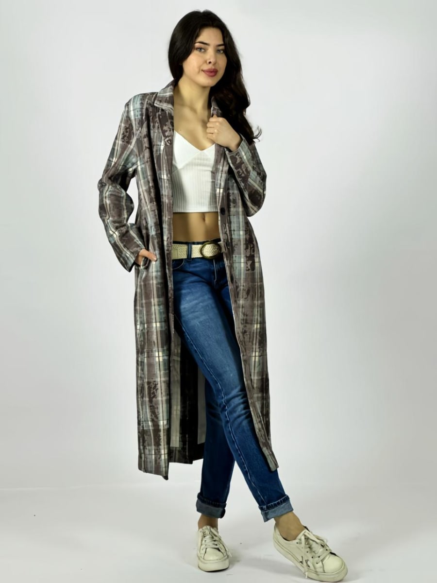 Chaqueta de Gamuza Diseño A Cuadros A1-154