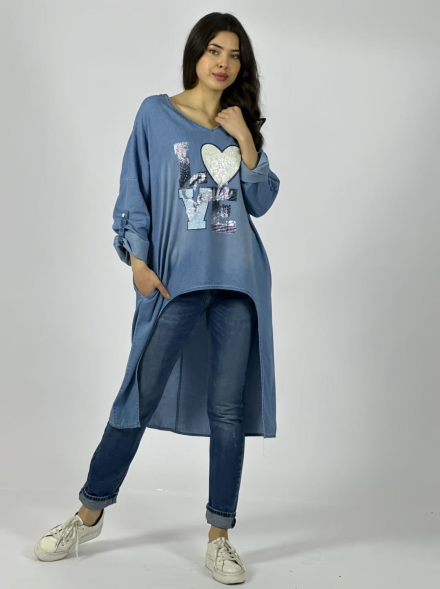 Bluson De Mezclilla LOVE con Brillos A1-62