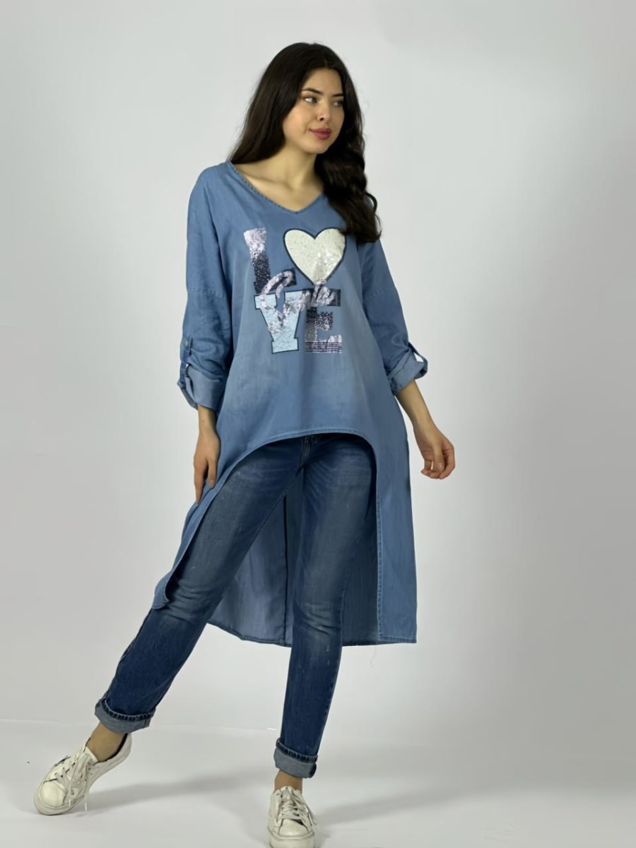 Bluson De Mezclilla LOVE con Brillos A1-61
