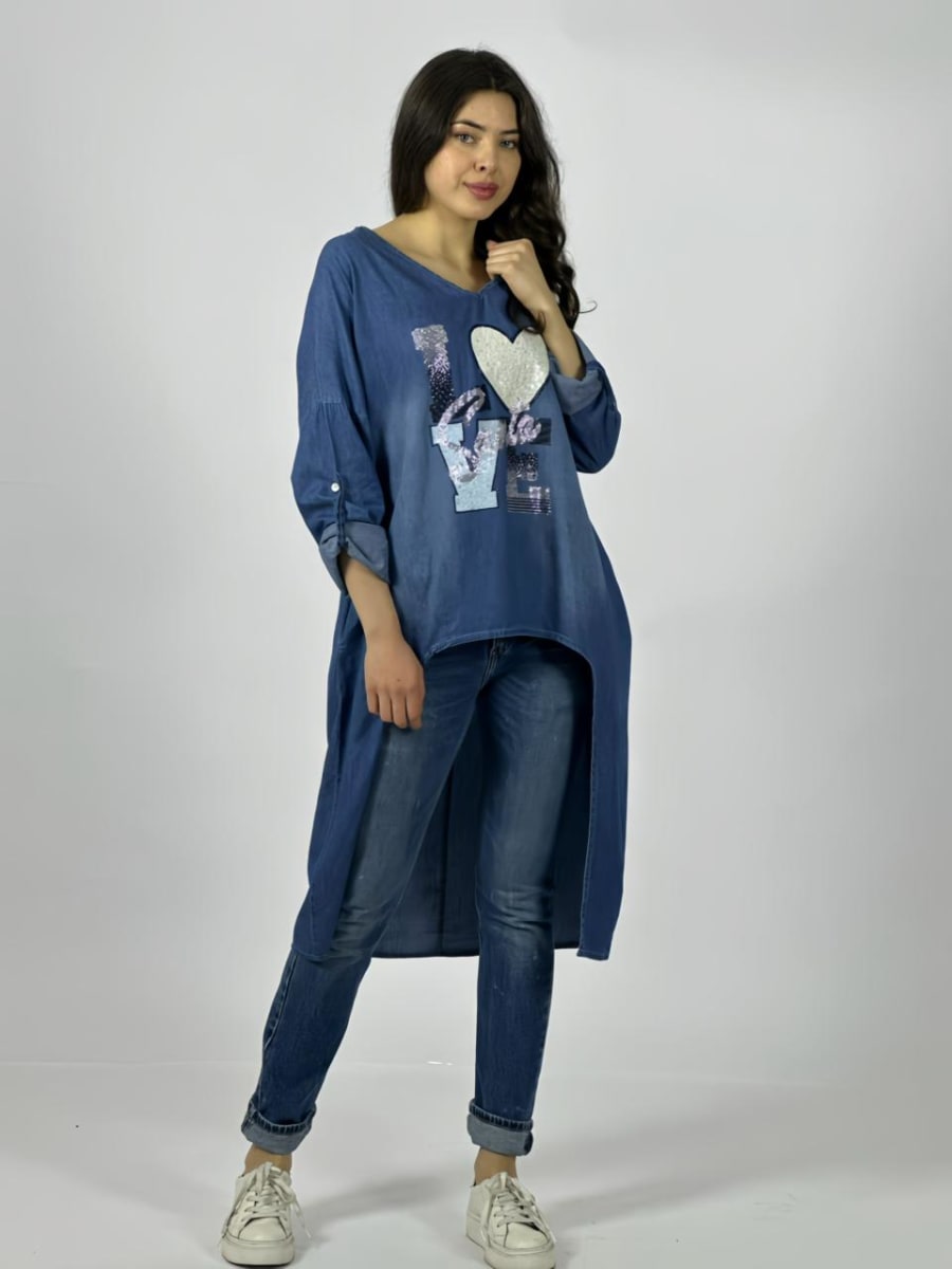 Bluson De Mezclilla LOVE con Brillos A1-64