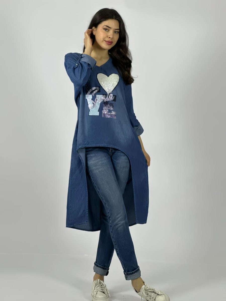 Bluson De Mezclilla LOVE con Brillos A1-65