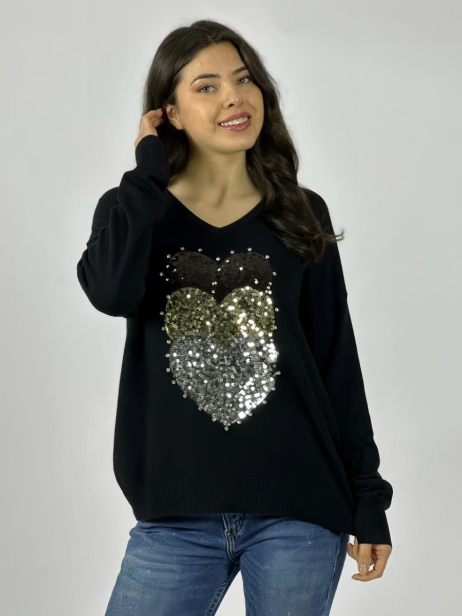 Sweater Spandex Triple Corazon Brillantes A3-762