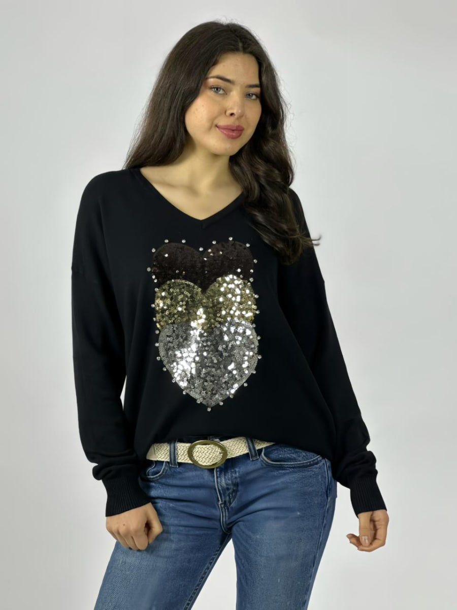 Sweater Spandex Triple Corazon Brillantes A3-761