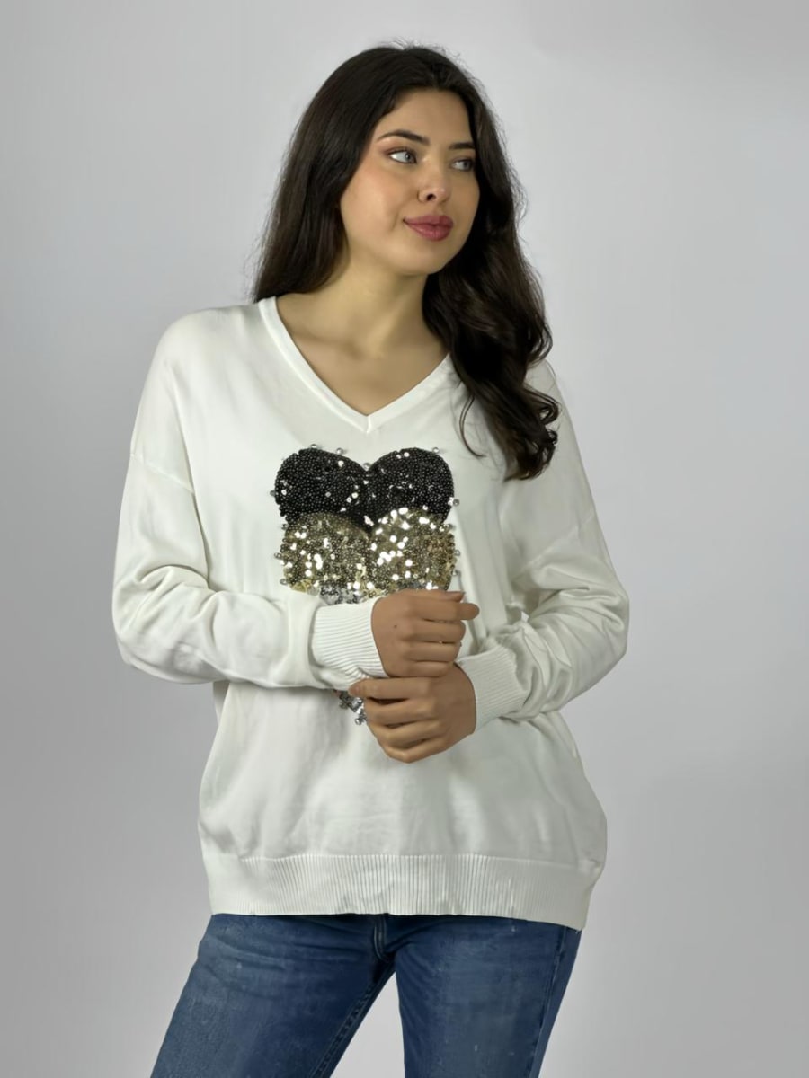 Sweater Spandex Triple Corazon Brillantes A3-765