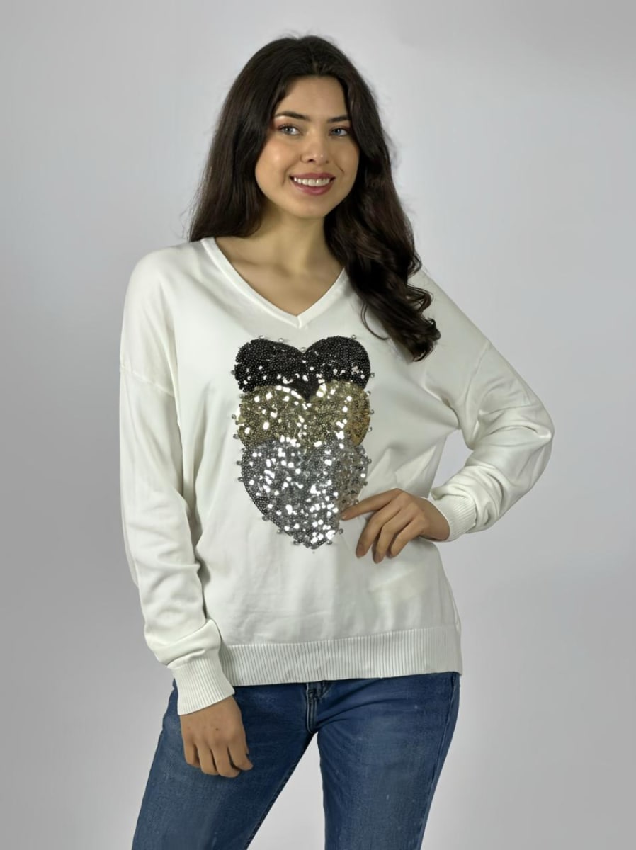 Sweater Spandex Triple Corazon Brillantes A3-764