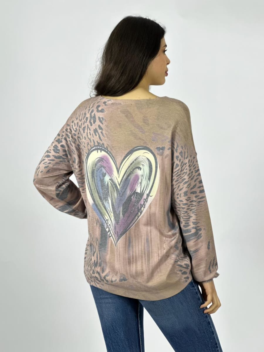 Sweater Spandex Print Multicorazon Brillos A1-143