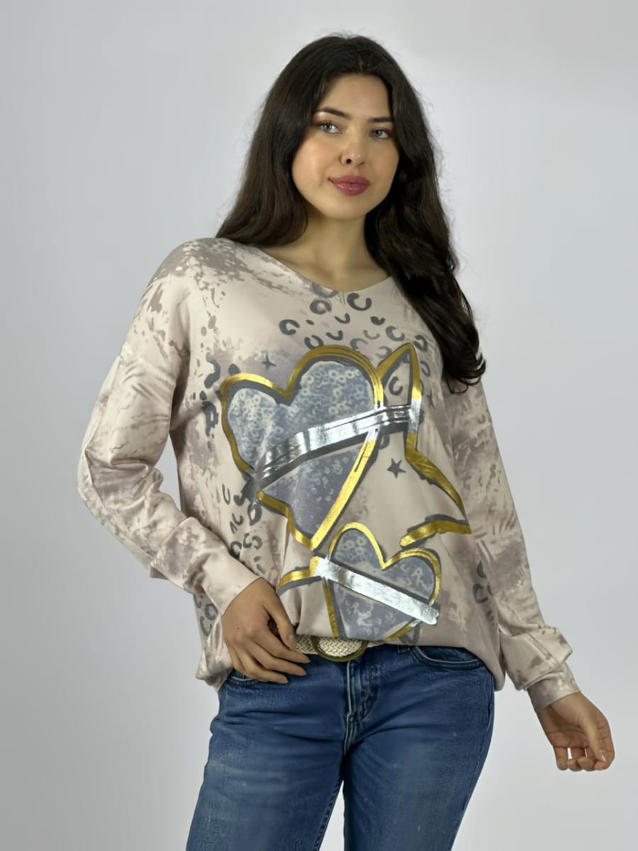 Sweater Spandex Corazones y Estrella A3-731