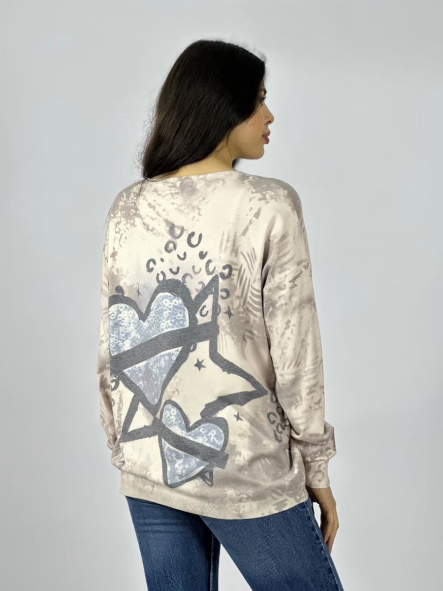 Sweater Spandex Corazones y Estrella A3-734
