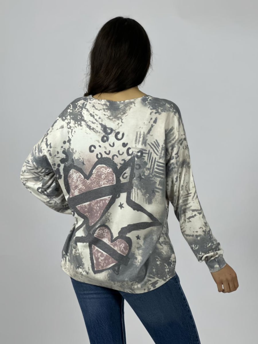 Sweater Spandex Corazones y Estrella A3-738