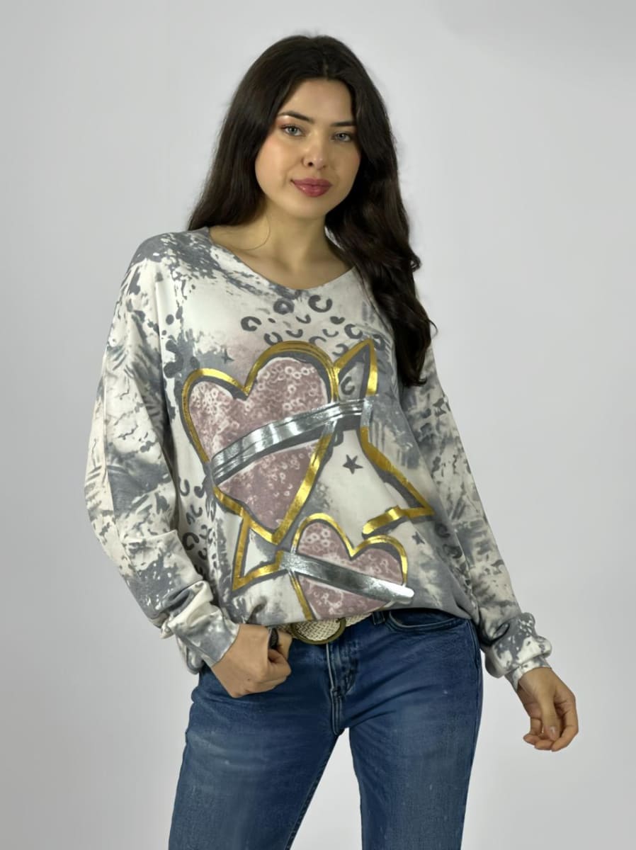 Sweater Spandex Corazones y Estrella A3-735