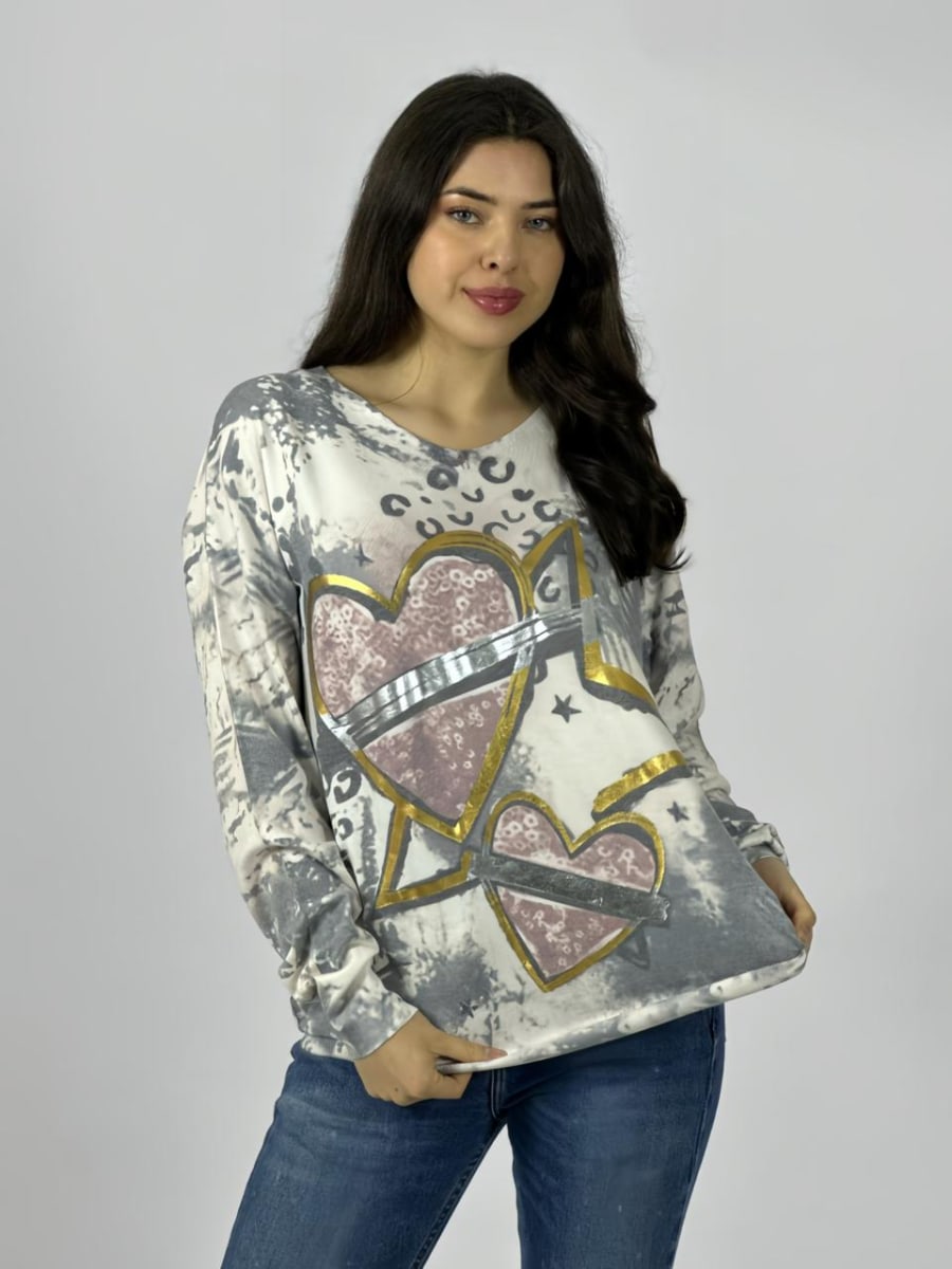Sweater Spandex Corazones y Estrella A3-736