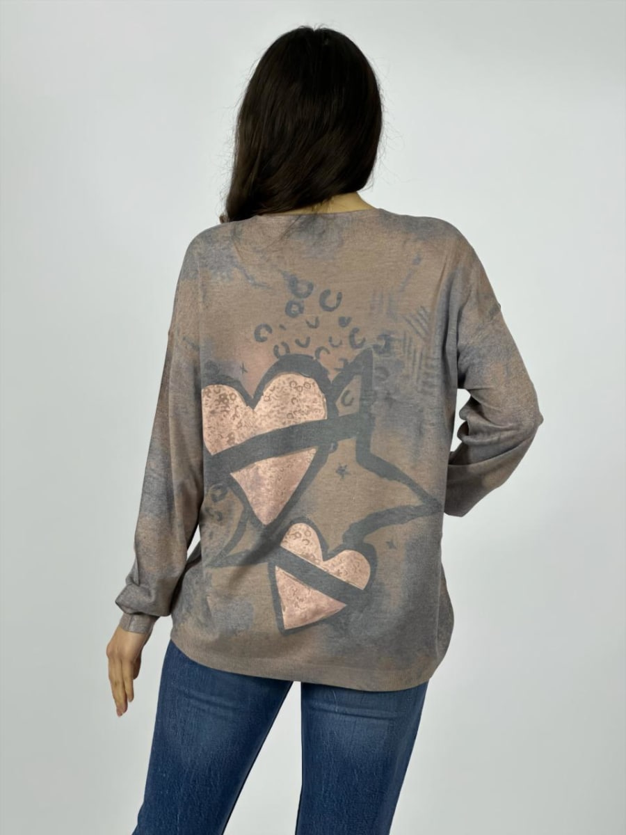 Sweater Spandex Corazones y Estrella A3-7312