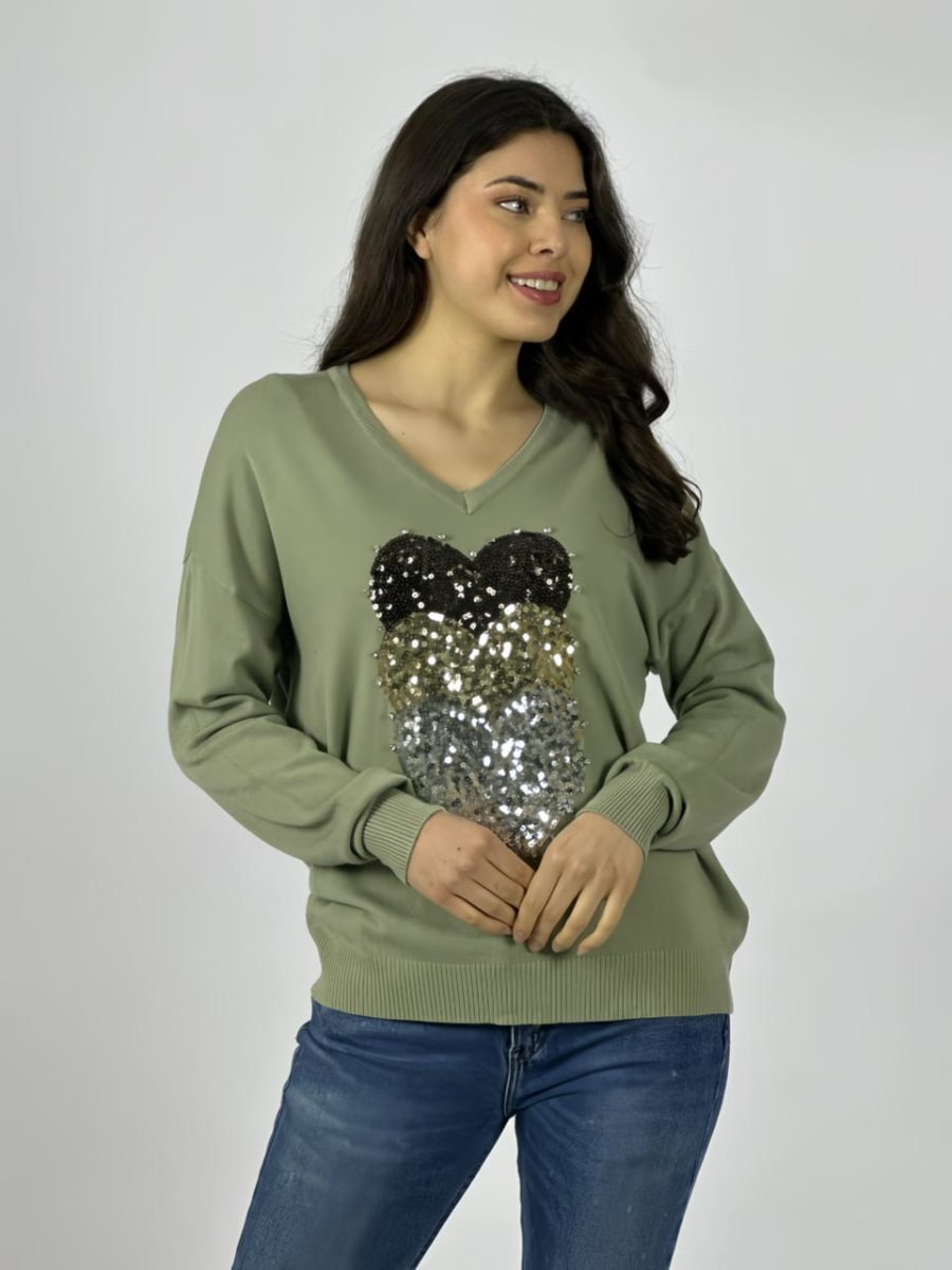Sweater Spandex Triple Corazon Brillantes A3-768