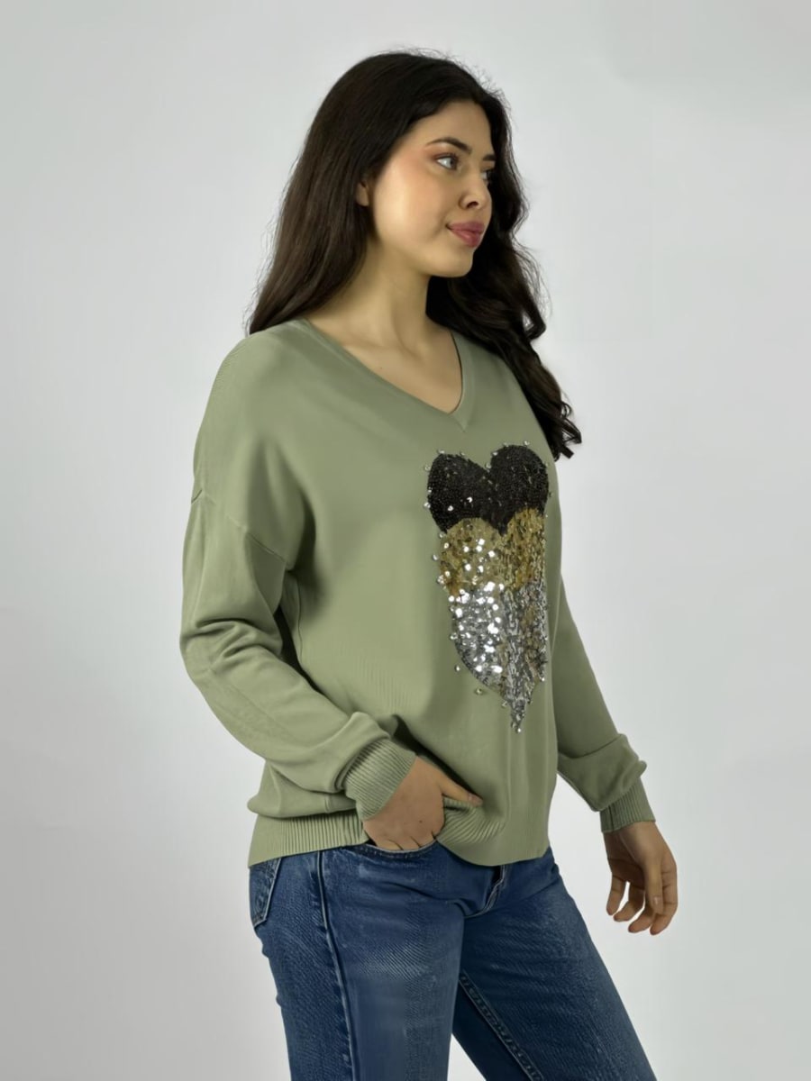 Sweater Spandex Triple Corazon Brillantes A3-769