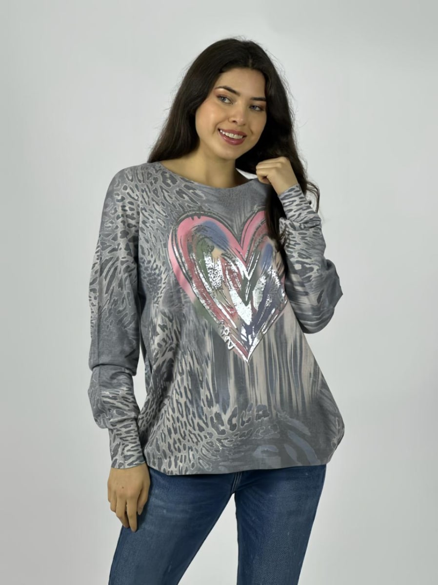 Sweater Spandex Print Multicorazon Brillos A1-147
