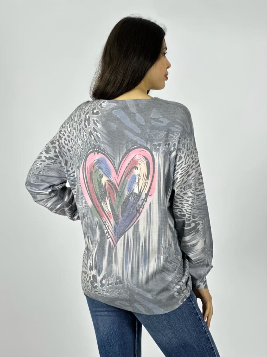 Sweater Spandex Print Multicorazon Brillos A1-149