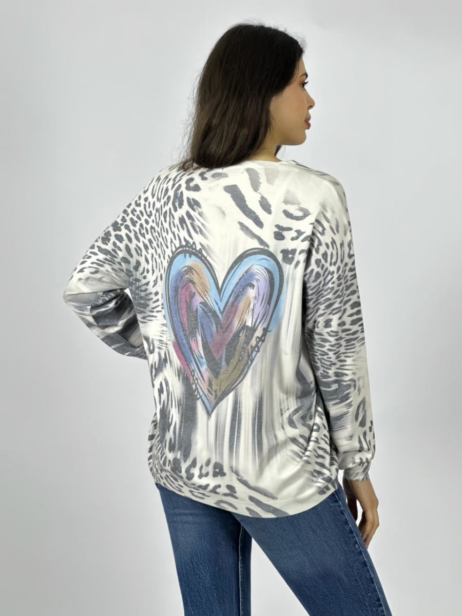 Sweater Spandex Print Multicorazon Brillos A1-146