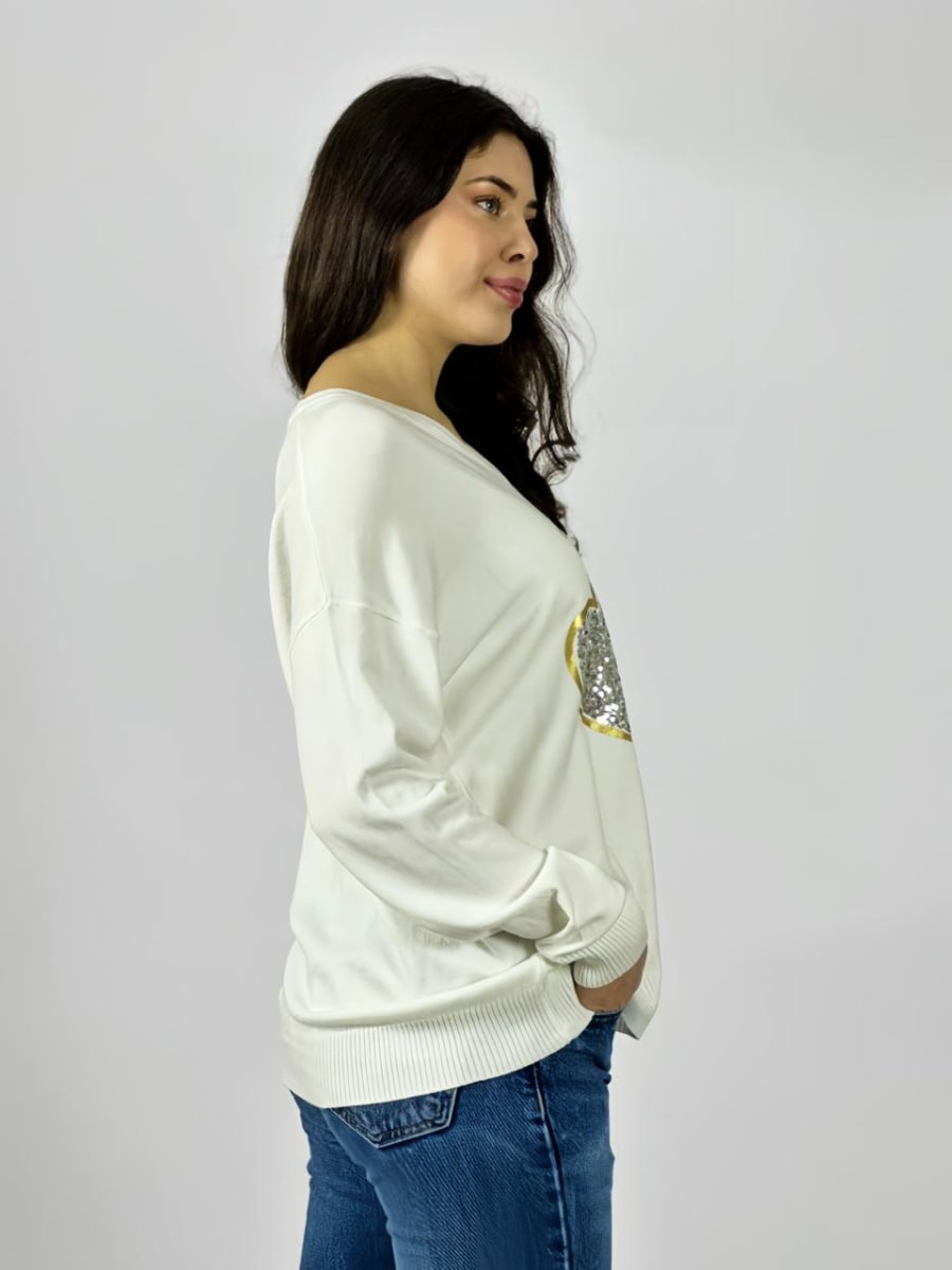 Sweater Spandex Doble Corazon Print/Brillos A3-7014