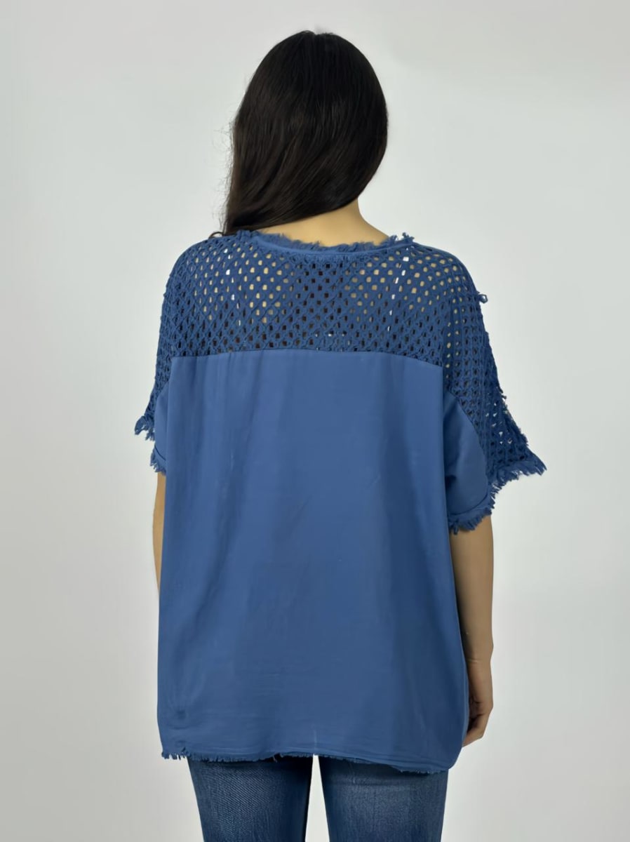 Polera Lino Estrellas Tejidas Brillantes A1-428