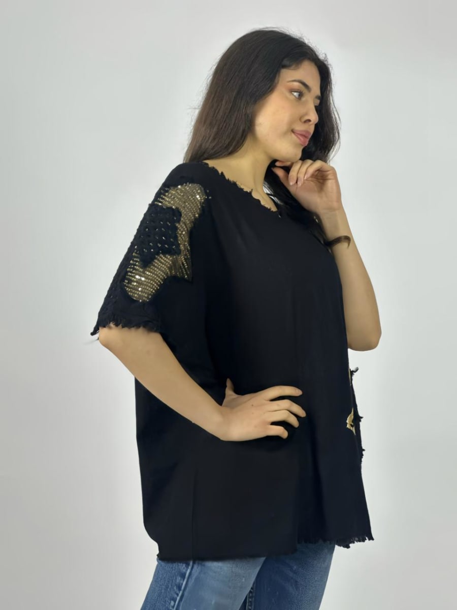Polera Lino Estrellas Tejidas Brillantes A1-423