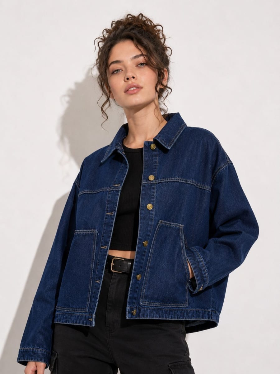Chaqueta de Mezclilla Abotonada A3-785
