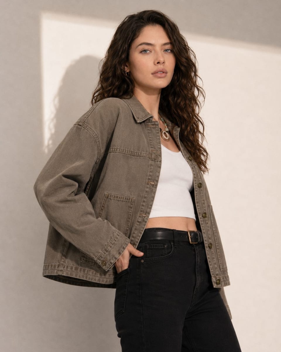 Chaqueta de Mezclilla Abotonada A3-782
