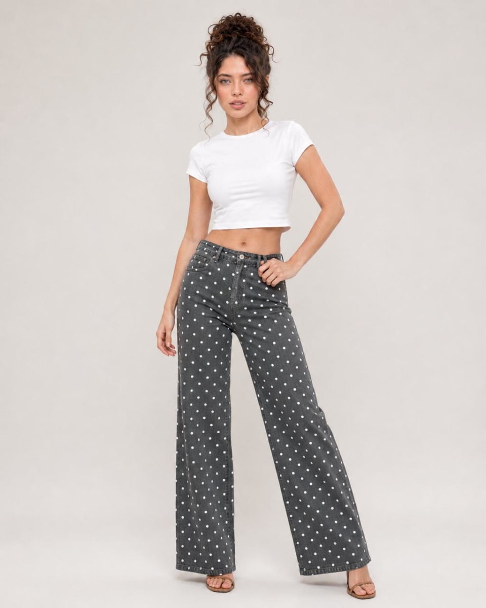 Jeans Mezclilla Estampado Puntos Circular A1-40/464