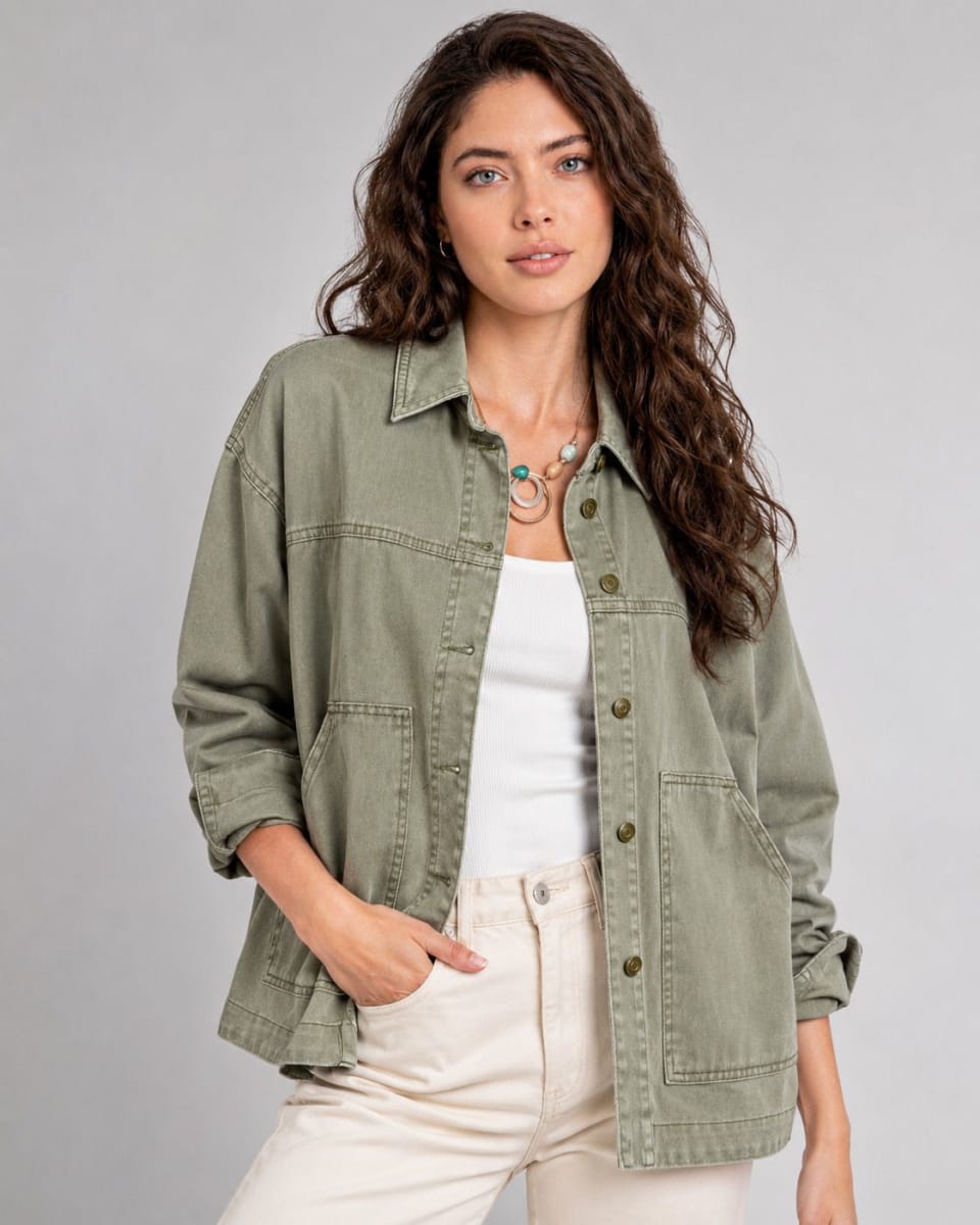 Chaqueta de Mezclilla Abotonada A3-783
