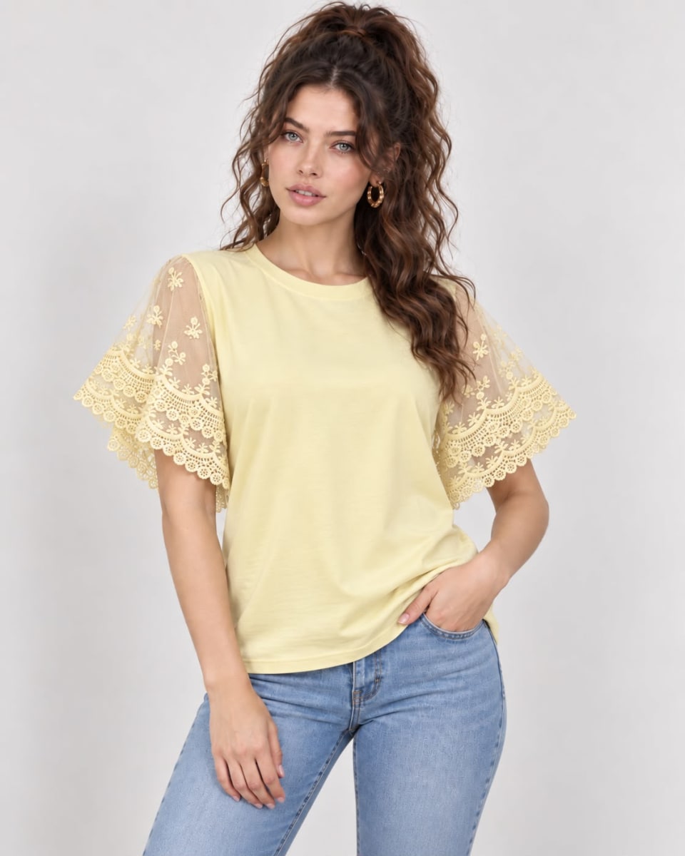 Polera Mangas de Encaje A1-442