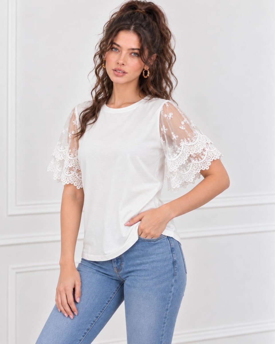 Polera Mangas de Encaje A1-444