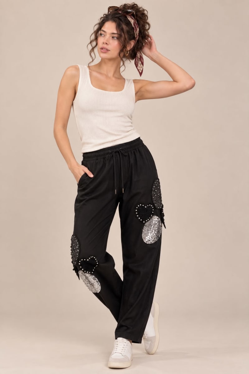 Jogger Lino Flor Brillo con Tejido A2-565