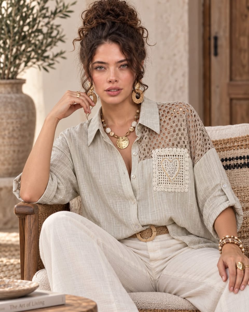 Blusa Con Tejido Latera Cuadro Corazon A1-151
